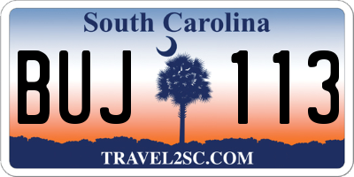 SC license plate BUJ113