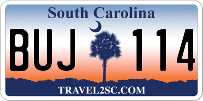 SC license plate BUJ114