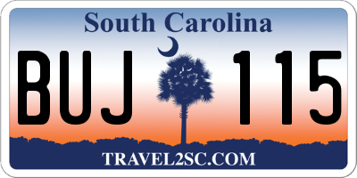 SC license plate BUJ115