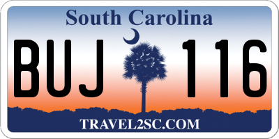 SC license plate BUJ116