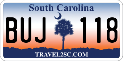 SC license plate BUJ118