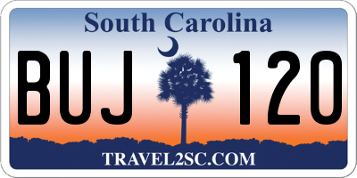 SC license plate BUJ120