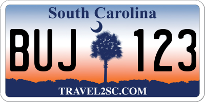 SC license plate BUJ123