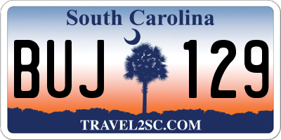 SC license plate BUJ129