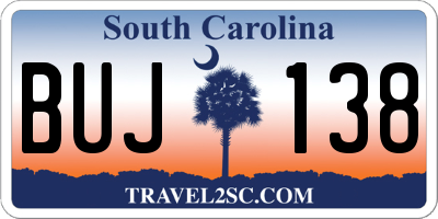 SC license plate BUJ138