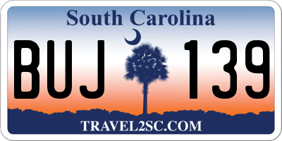 SC license plate BUJ139