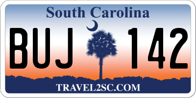 SC license plate BUJ142