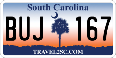 SC license plate BUJ167