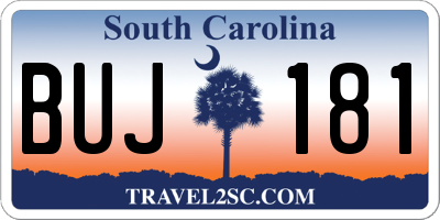 SC license plate BUJ181