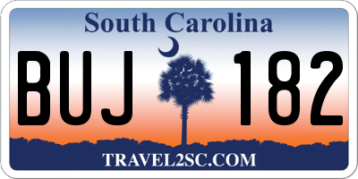 SC license plate BUJ182