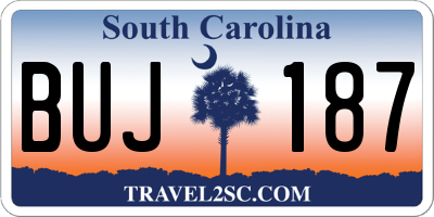SC license plate BUJ187
