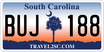 SC license plate BUJ188