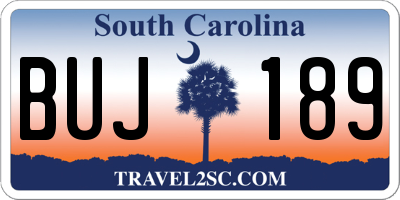 SC license plate BUJ189