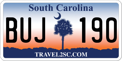 SC license plate BUJ190