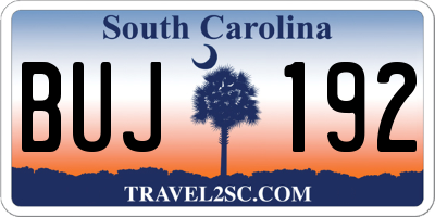 SC license plate BUJ192