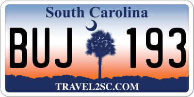 SC license plate BUJ193