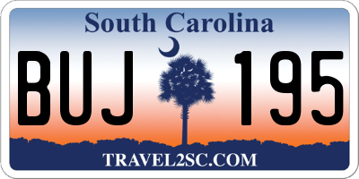 SC license plate BUJ195