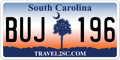SC license plate BUJ196