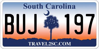 SC license plate BUJ197