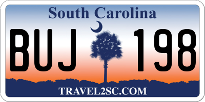 SC license plate BUJ198
