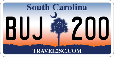 SC license plate BUJ200