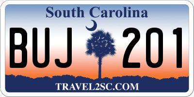 SC license plate BUJ201