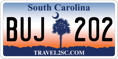 SC license plate BUJ202