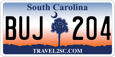 SC license plate BUJ204