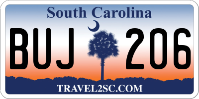 SC license plate BUJ206