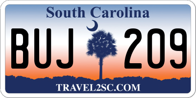 SC license plate BUJ209