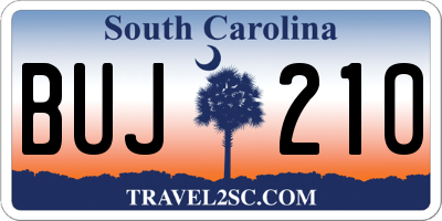 SC license plate BUJ210