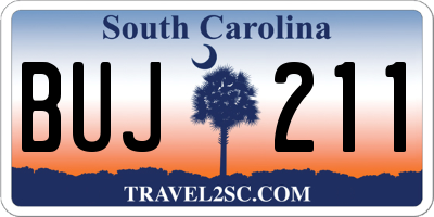 SC license plate BUJ211