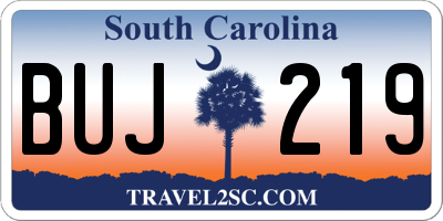 SC license plate BUJ219