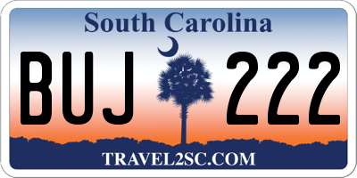 SC license plate BUJ222