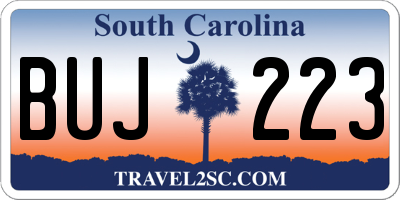 SC license plate BUJ223