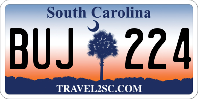SC license plate BUJ224