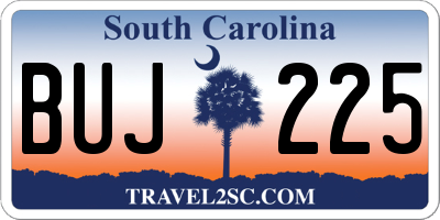 SC license plate BUJ225