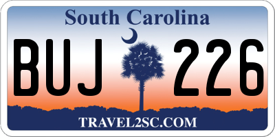 SC license plate BUJ226