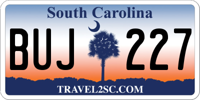 SC license plate BUJ227
