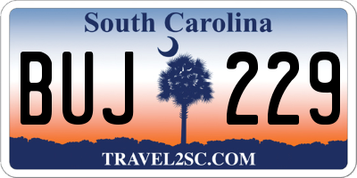 SC license plate BUJ229
