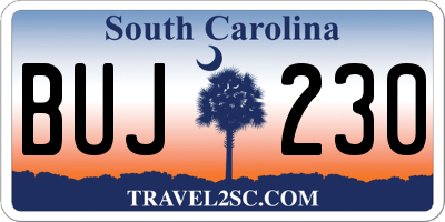 SC license plate BUJ230