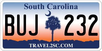 SC license plate BUJ232