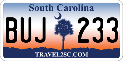 SC license plate BUJ233