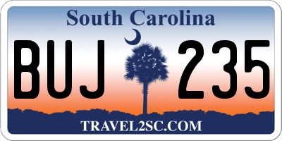 SC license plate BUJ235