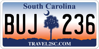 SC license plate BUJ236