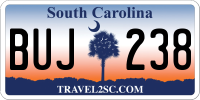 SC license plate BUJ238