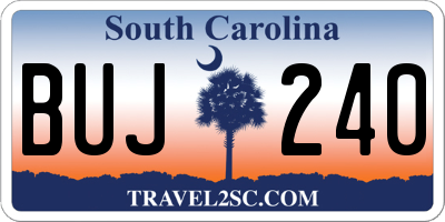 SC license plate BUJ240