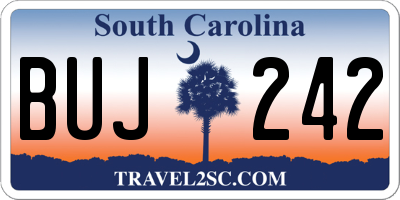 SC license plate BUJ242