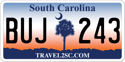 SC license plate BUJ243