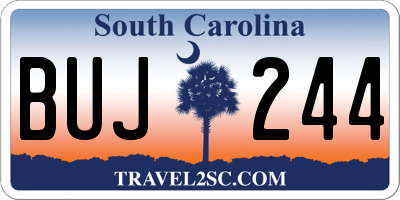SC license plate BUJ244